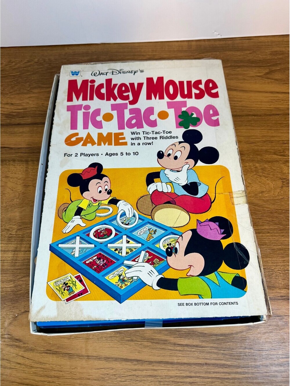Vintage 1977 Disney Mickey Mouse Tic Tac Toe Game Whitman #4768 Riddle Cards